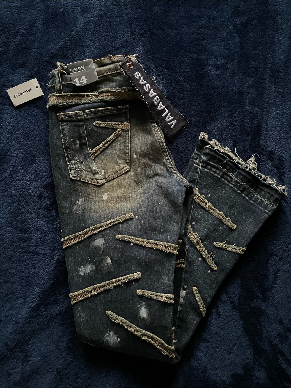 Kids Distressed Black Valabasas Denim Jeans - Size 14
